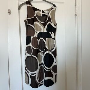 Banana Republic Sleeveless Circle Pattern Dress - Brown and Black